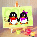 Пингвинчики Раскраска мини по номерам