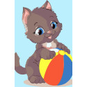 Котенок с мячом Раскраска мини по номерам
