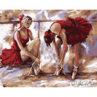 Балерины в красном Раскраска картина по номерам на холсте MG6302