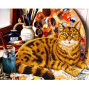 Кот и краски Алмазная мозаика на подрамнике