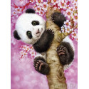 Панда на ветке сакуры Алмазная вышивка мозаика