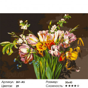 Количество цветов и сложность Голландские тюльпаны Раскраска картина по номерам на холсте Белоснежка 261-AS