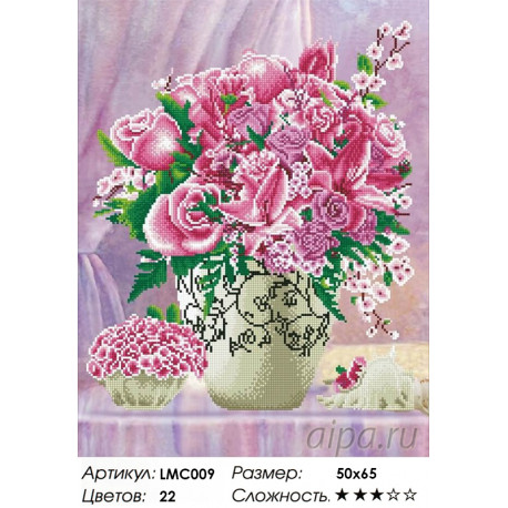 Количество цветов и сложность Сиреневое вдохновение Алмазная мозаика на подрамнике LMC009