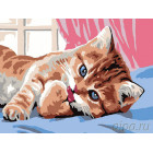  Кот чистюля Раскраска картина по номерам на холсте Белоснежка 017-CE