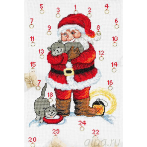 Санта с котами Набор для вышивания календаря PERMIN