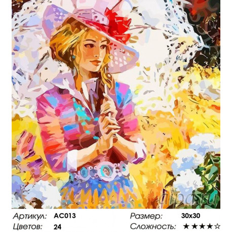 Сложность и количество цветов Милая леди Раскраска - открытка по номерам с декором Color Kit AC013