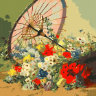  ПарасольРаскраска - открытка по номерам с декором Color Kit AC018