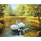  Лебеди в пруду Раскраска картина по номерам на холсте Белоснежка 312-CG