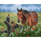 Лошадь на лугу Раскраска картина по номерам на холсте ZX 21034