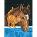 Лошадь и котенок Раскраска по номерам Dimensions 