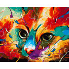  Кошечка в абстракции Раскраска картина по номерам на холсте ZX 20164