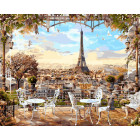  Кафе с видом на Париж Раскраска картина по номерам на холсте ZX 20365