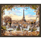 N181 Кафе с видом на Париж Раскраска картина по номерам на холсте