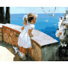  Девочка на набережной Раскраска картина по номерам на холсте ZX 20353