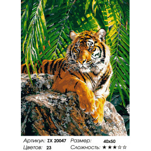 Количество цветов и сложность Бенгальский красавец Раскраска картина по номерам на холсте ZX 20047