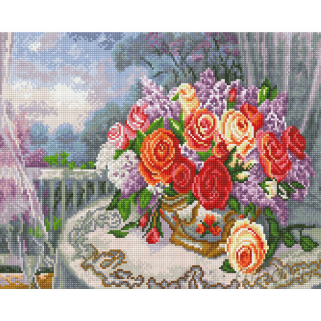  Букет чайных роз Алмазная вышивка мозаика на подрамнике  EW10168