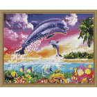  Веселые дельфины Алмазная вышивка мозаика на подрамнике  EW10098