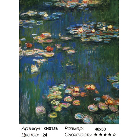Количество цветов и сложность Кувшинки Раскраска картина по номерам на холсте KH0156