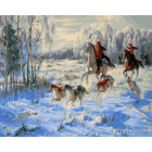 Зимняя охота Раскраска картина по номерам на холсте KH0206