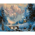  Зима в горах Картина по номерам на дереве KD0069
