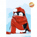 Пингвин в шарфике Раскраска картина по номерам на холсте