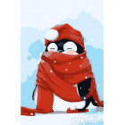  Пингвин в шарфике Раскраска картина по номерам на холсте MC1054