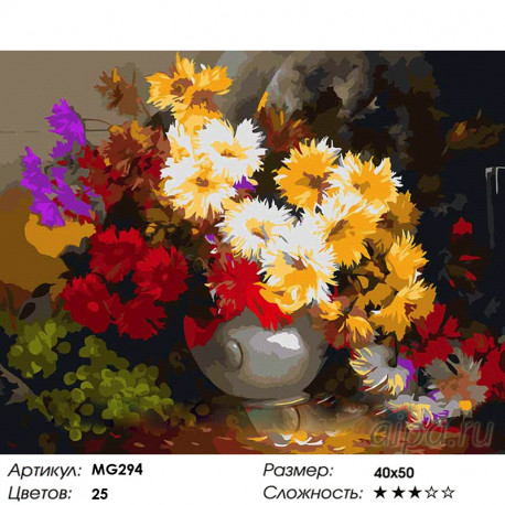 Количество цветов и сложность Пушистые цветы Раскраска картина по номерам на холсте MG294