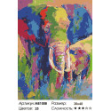 Разноцветный слон Раскраска картина по номерам на холсте