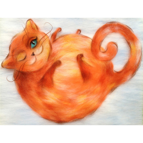  Рыжий кот Картина из шерсти Toyzy TZ-P031