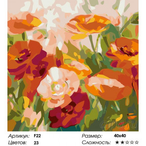 Количество цветов и сложность Маки Раскраска картина по номерам на холсте F22