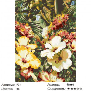 Количество цветов и сложность Тропические цветы Раскраска картина по номерам на холсте F21