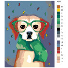 Раскладка Собачка в шарфе Раскраска картина по номерам на холсте A200