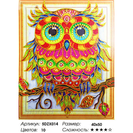  Сова с выразительными глазами Алмазная вышивка мозаика 5D 5DZX014