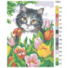 Раскладка Кот в тюльпанах Раскраска по номерам на холсте Живопись по номерам D001