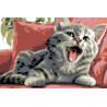  Зевающий котик Раскраска по номерам на холсте Живопись по номерам D013