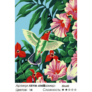 Количество цветов и сложность Колибри и цветы Раскраска по номерам на холсте Живопись по номерам KRYM-AN02