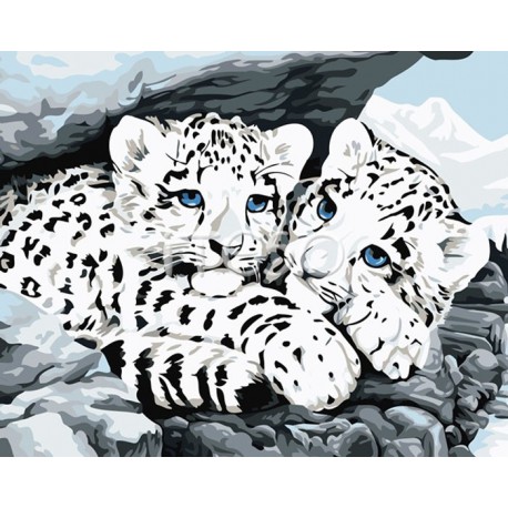 Детеныши снежного леопарда Раскраска по номерам акриловыми красками на холсте Iteso