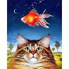  Кот и золотая рыбка Раскраска картина по номерам на холсте Q3777