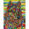 Волк в разноцветном окрасе Алмазная вышивка мозаика