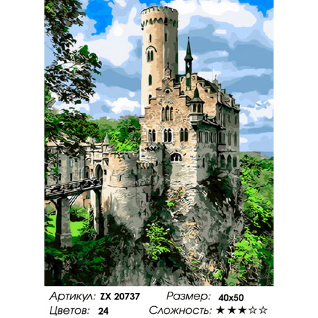 Количество цветов и сложность Рыцарский замок Раскраска картина по номерам на холсте ZX 20737