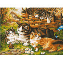 Котята на лужайке Раскраска картина по номерам на холсте