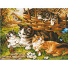  Котята на лужайке Раскраска картина по номерам на холсте EX5791