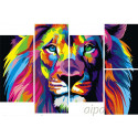 Радужный лев Модульная картина по номерам на холсте с подрамником
