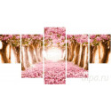 Розовая аллея Модульная картина по номерам на холсте с подрамником