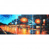  Осенняя улица Триптих Раскраска картина по номерам на холсте PX5232