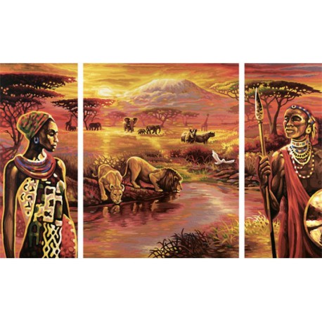 Килиманджаро Триптих Раскраска по номерам акриловыми красками Schipper (Германия)