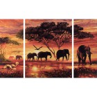Африканские слоны Триптих Раскраска по номерам акриловыми красками Schipper (Германия)