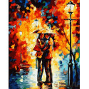  Поцелуй под дождем Раскраска картина по номерам на холсте G189