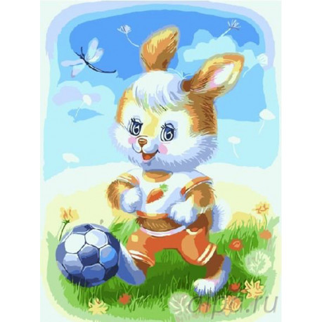  Зайчонок футболист Раскраска картина по номерам на холсте EX5465