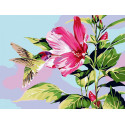 Колибри в цветах Раскраска картина по номерам на холсте